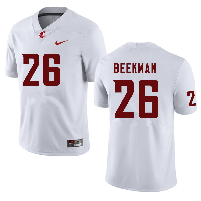 Men #26 Bryce Beekman Washington State Cougars College Football Jerseys Sale-White - Click Image to Close